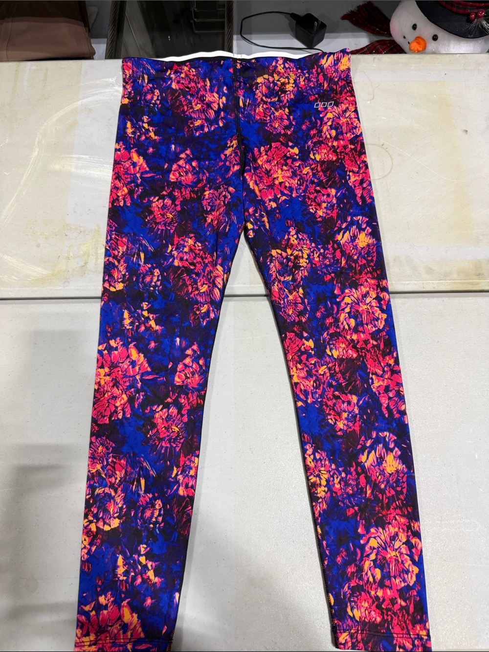 Lorna Jane Girls Floral Performance Leggings - Blue, Pink & Orange